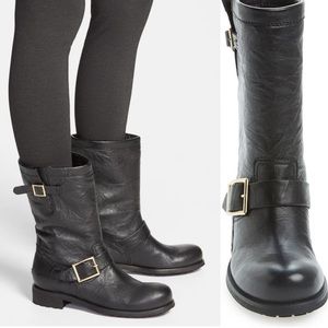 Jimmy Choo Youth Leather Biker Boots Size 9